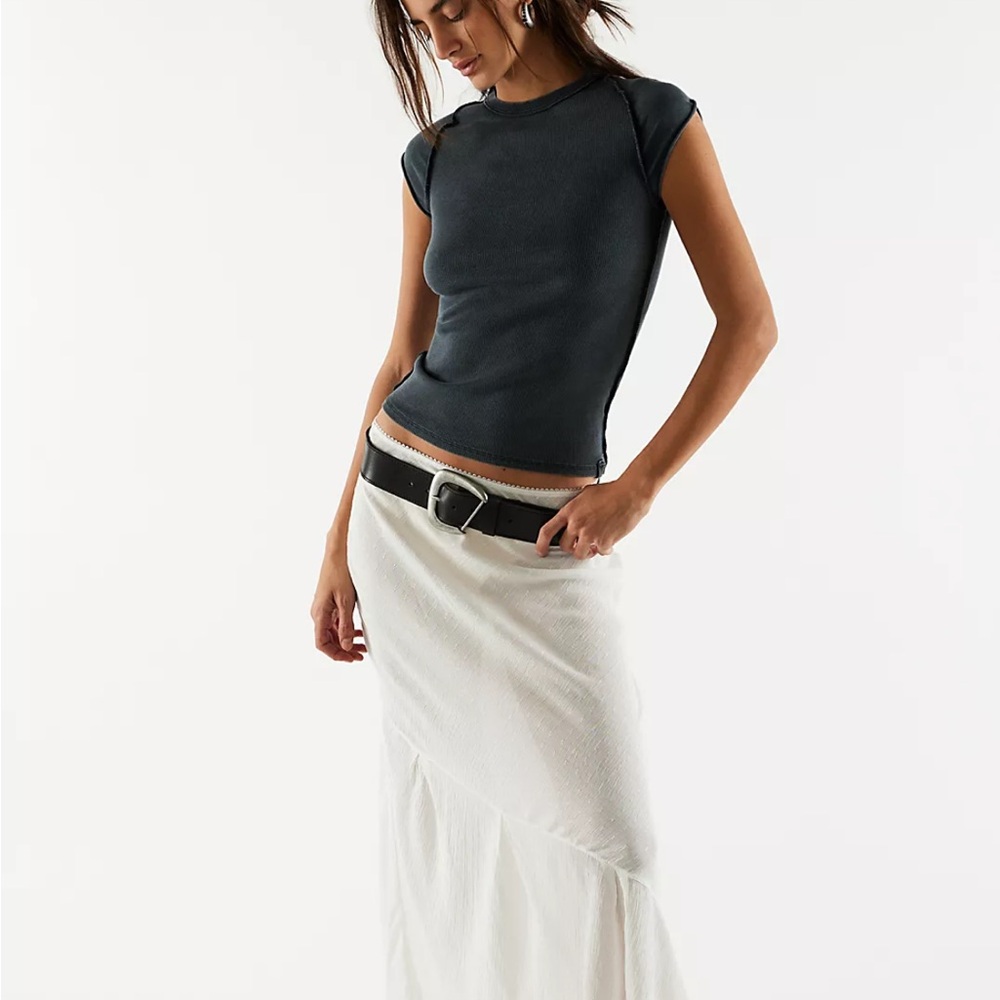 Free People Washed Black Ribbed Cap-Sleeve Tank - Picture 3 of 3